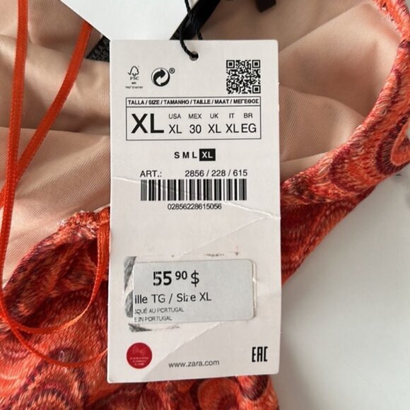 New Zara Retro Wave Print One Piece Halter Swimsuit Bodysuit 2856/228 - Picture 11 of 11